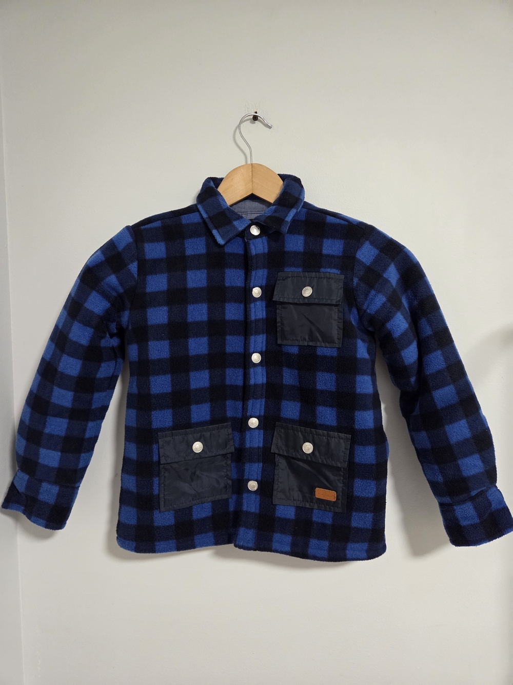 7 For All Mankind Kids Blue & Black Buffalo Plaid Button-Up Shirt Jacket